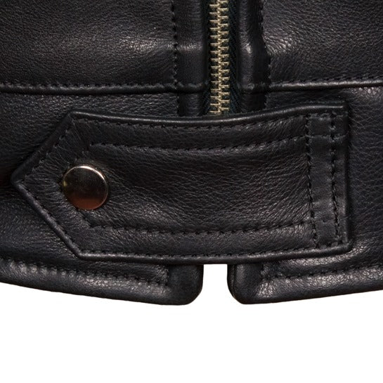 Close up view of leather jacket for men design