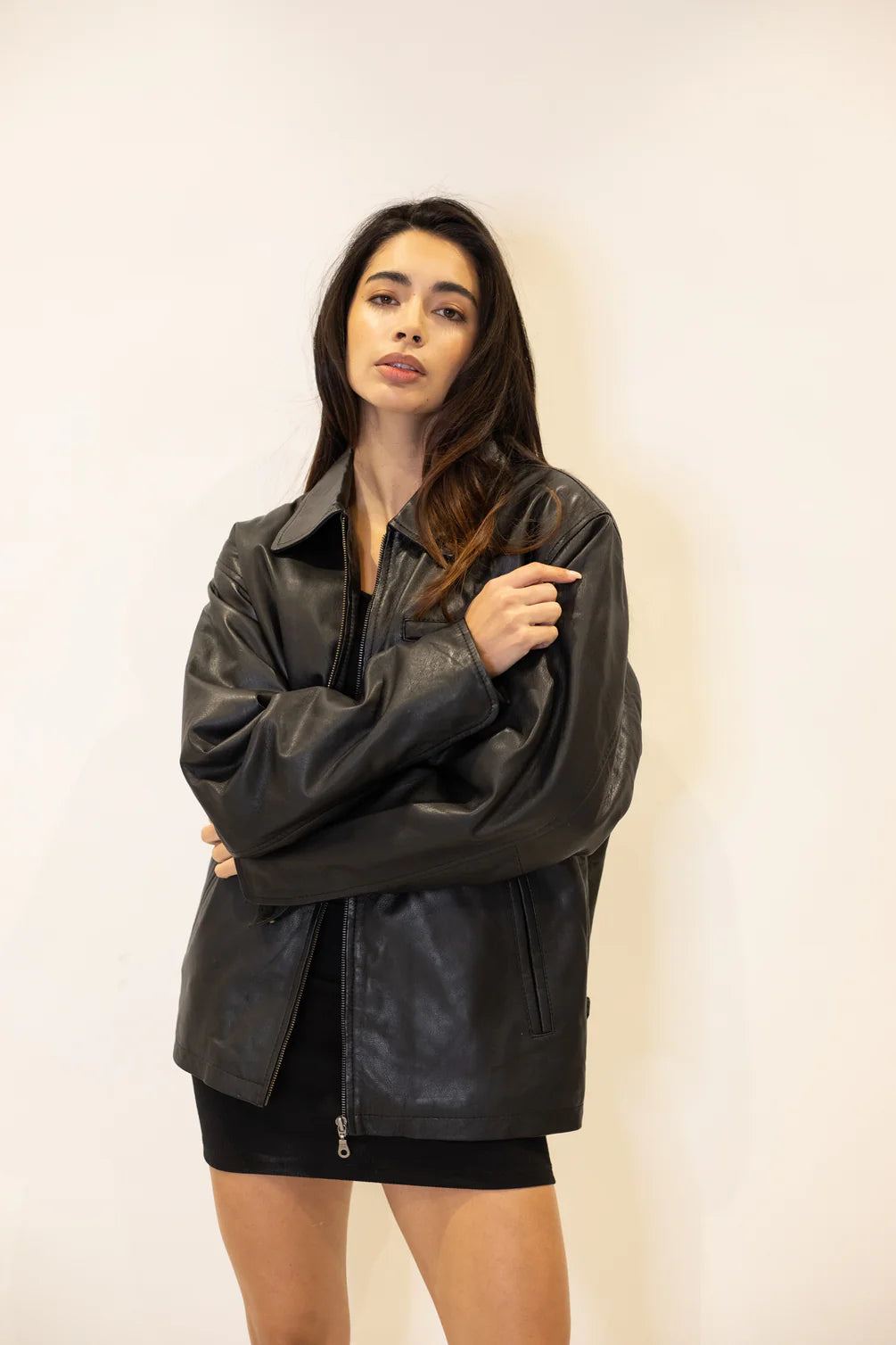 Oversized 90’s Leather Jacket - For Women