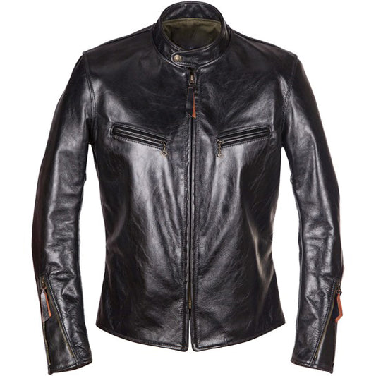front view of leather biker jacket for men