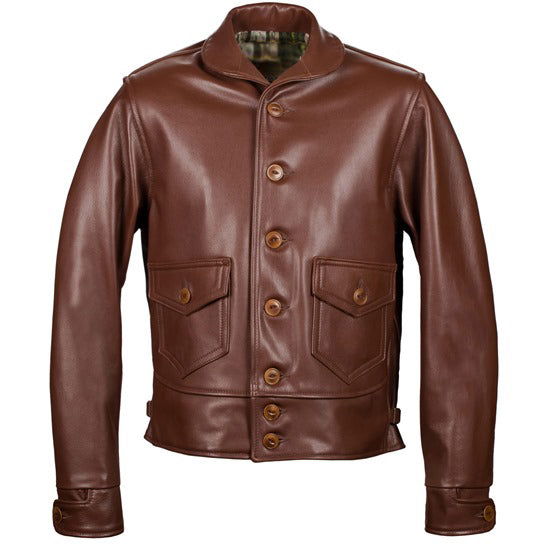 Front view of the Aeromarine Vintage Leather Jacket for Men.