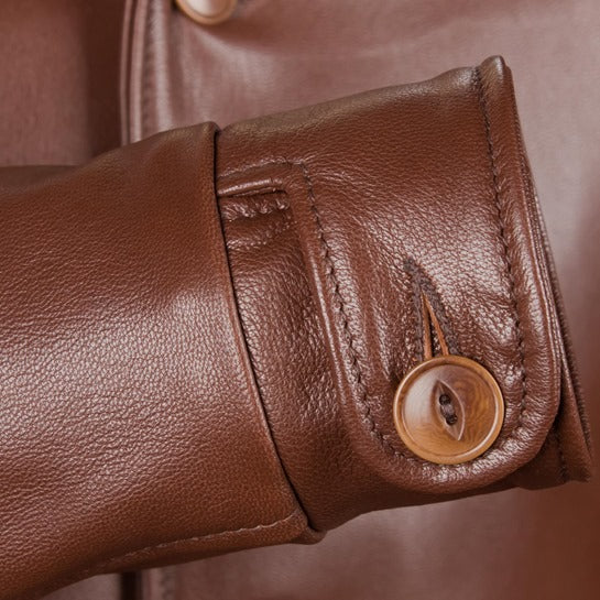 Close up view of Aeromarine Vintage Leather Jacket for Men Cuffs