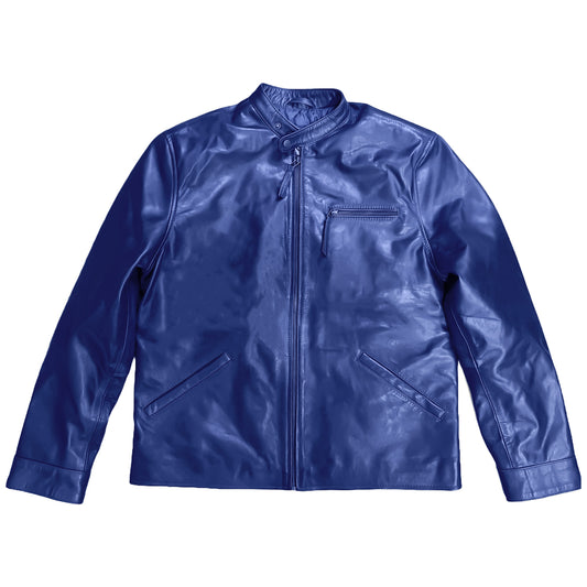 Nexzel Blue Cow Leather Jacket for Men
