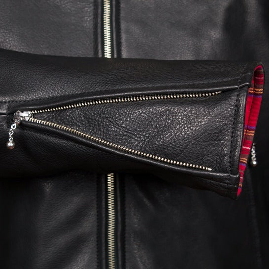 Close-up of Leather Jacket for Men 59'er zipper sleeves