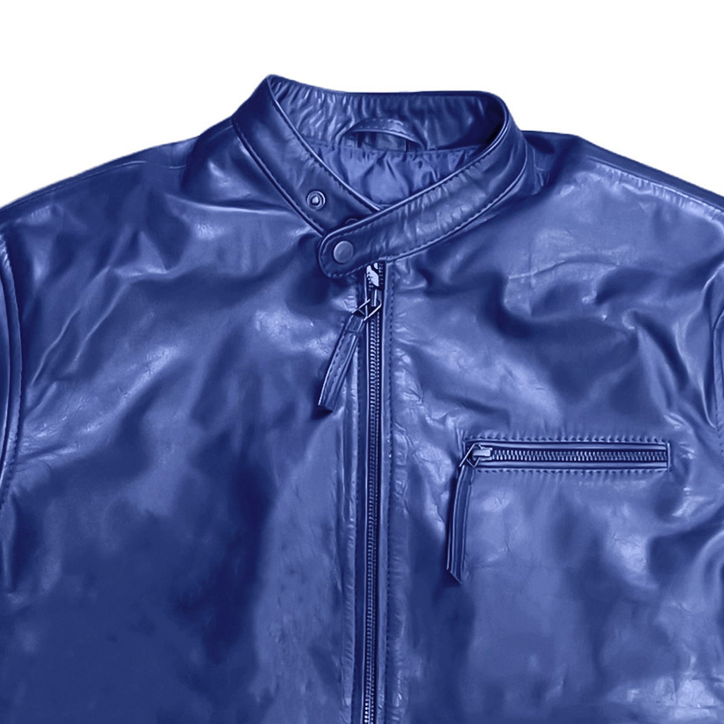 Nexzel Blue Cow Leather Jacket for Men