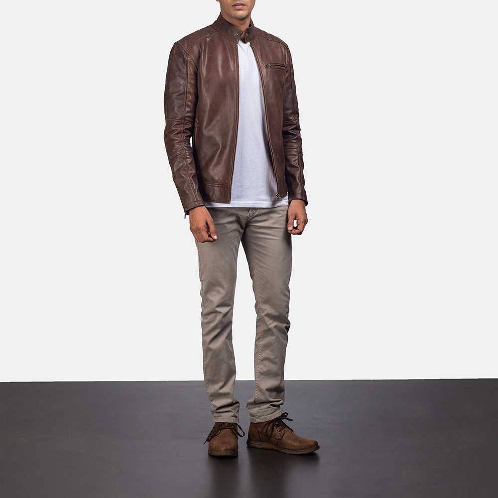 Dean Leather Biker Jacket - For Men