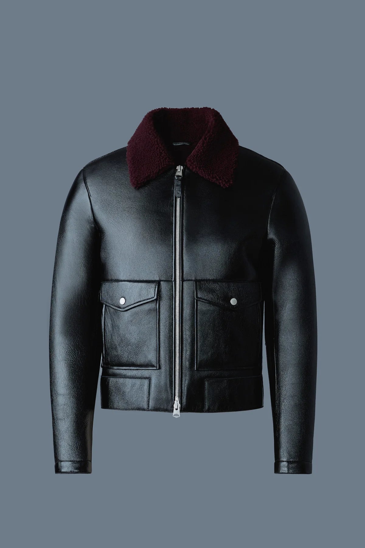 Men’s Sheepskin Leather Jacket with Shearling Collar