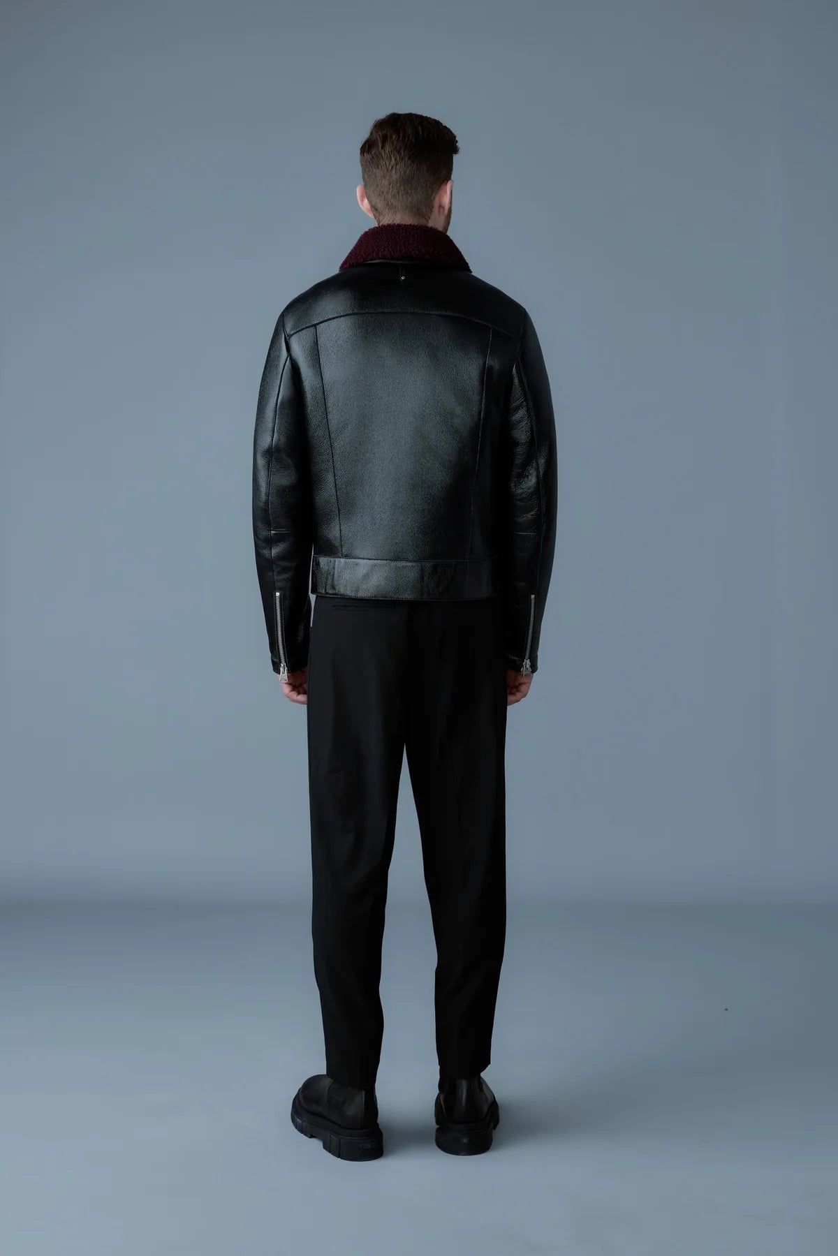Men’s Sheepskin Leather Jacket with Shearling Collar