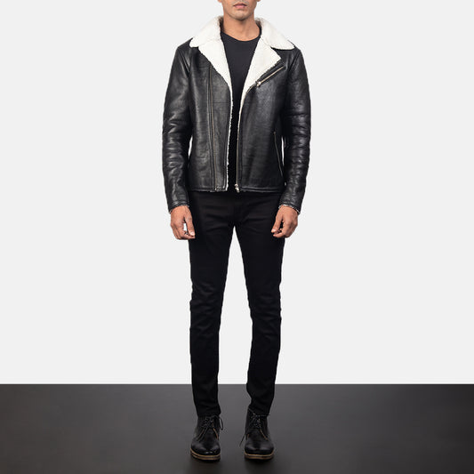 Front view of the Alberto White Shearling Jacket 
