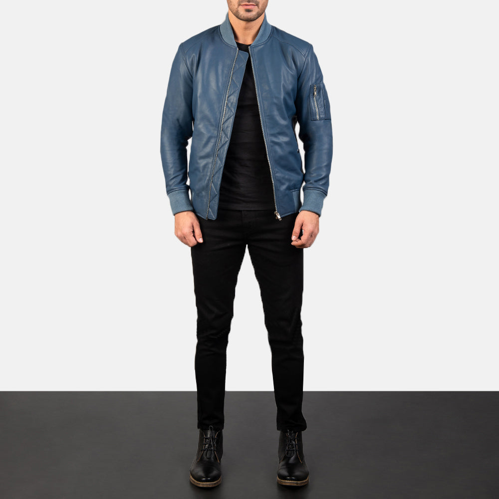 Ma-1 Leather Bomber Jacket - For Men