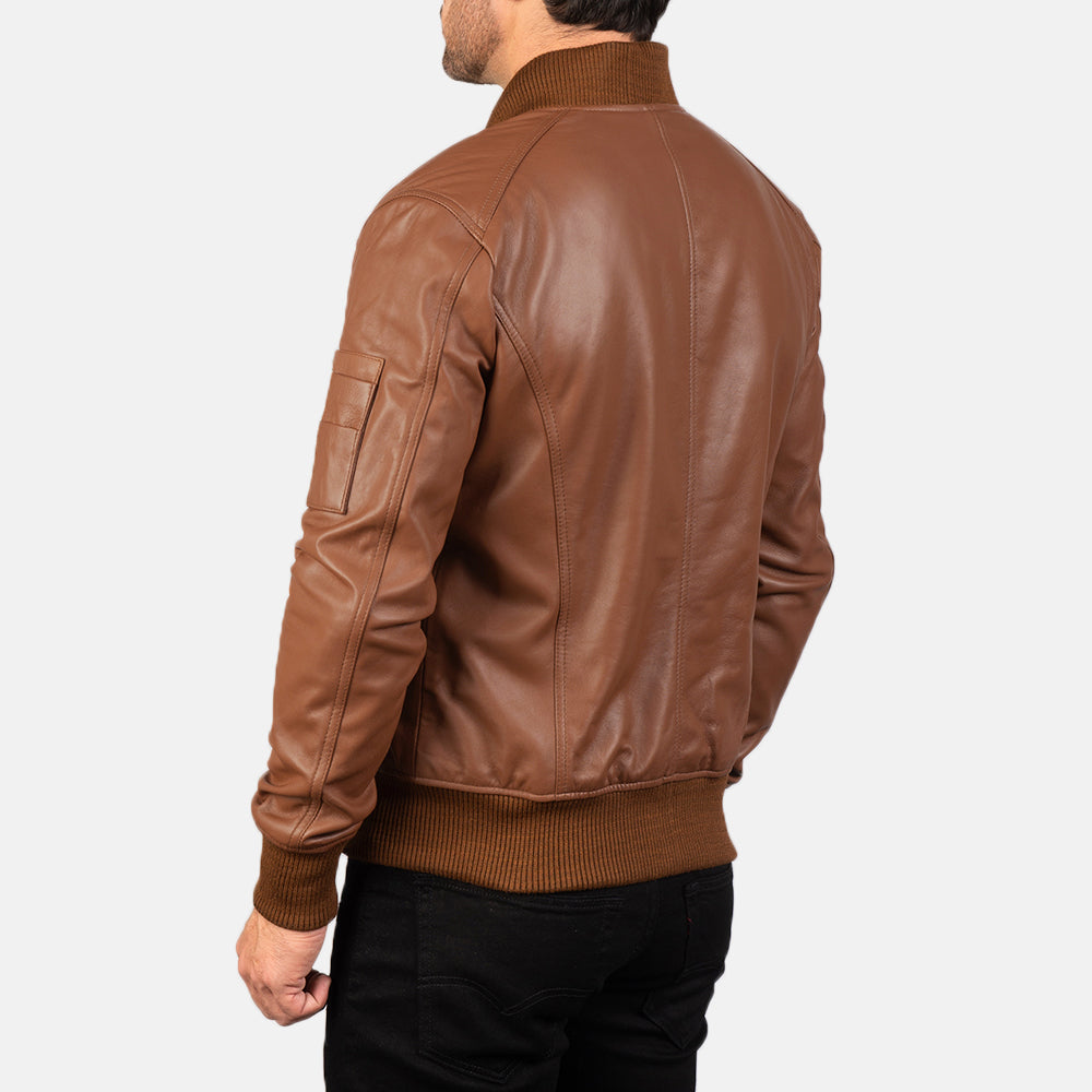 Ma-1 Leather Bomber Jacket - For Men