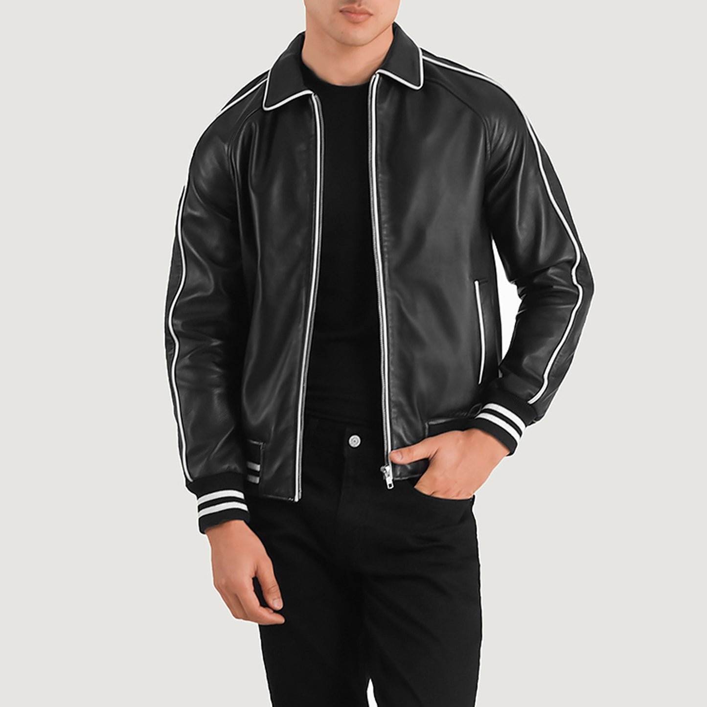 Cooper Leather Varsity Jacket - For Men
