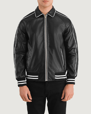 Cooper Leather Varsity Jacket - For Men