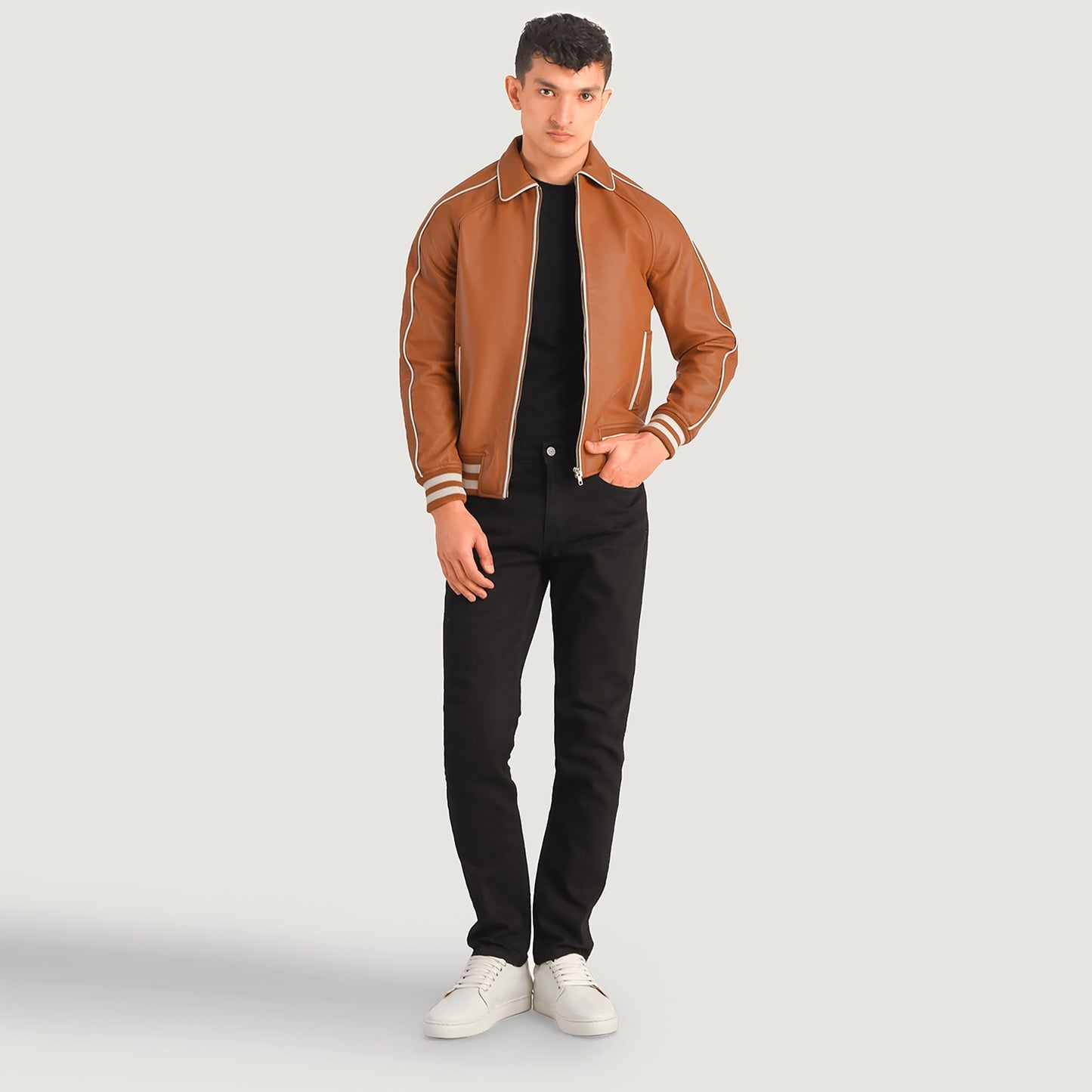 Cooper Leather Varsity Jacket - For Men