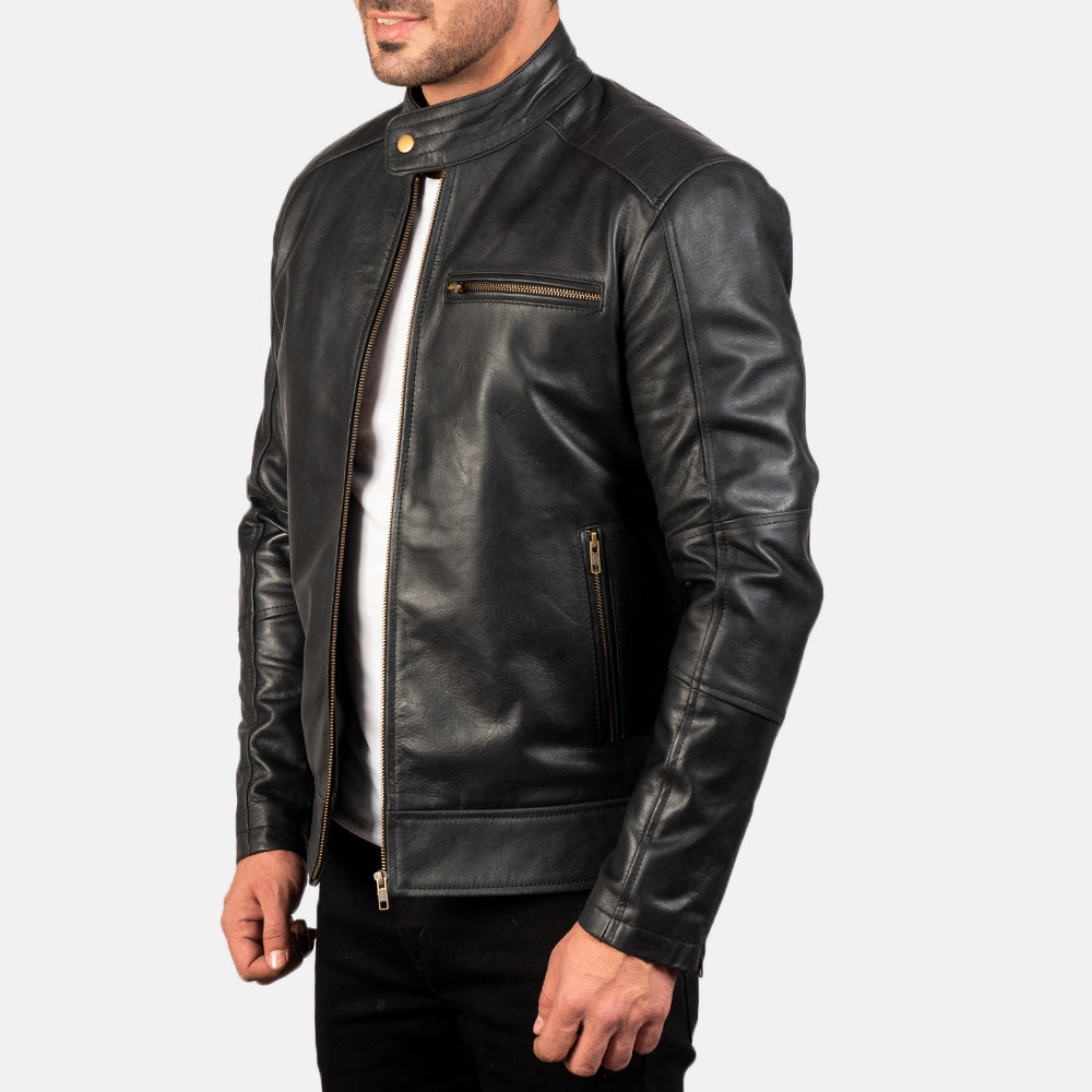 Dean Leather Biker Jacket - For Men