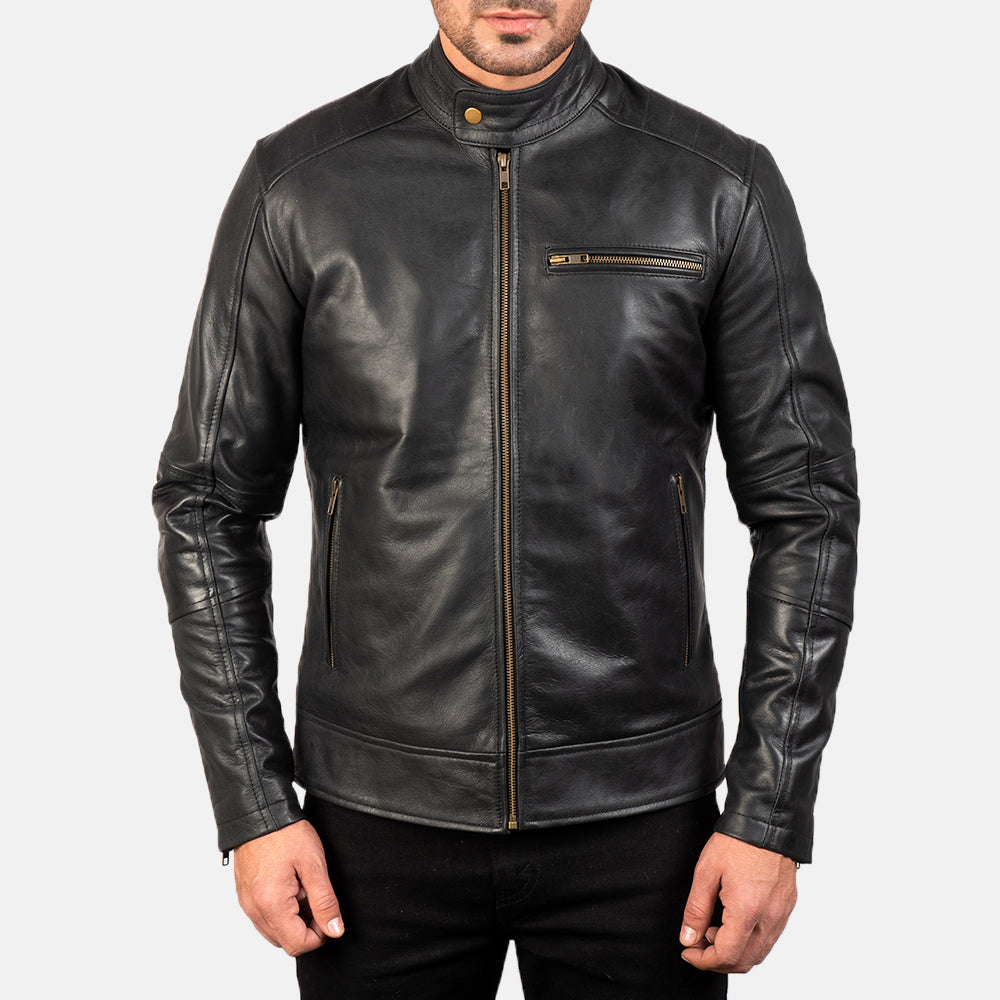 Dean Leather Biker Jacket - For Men