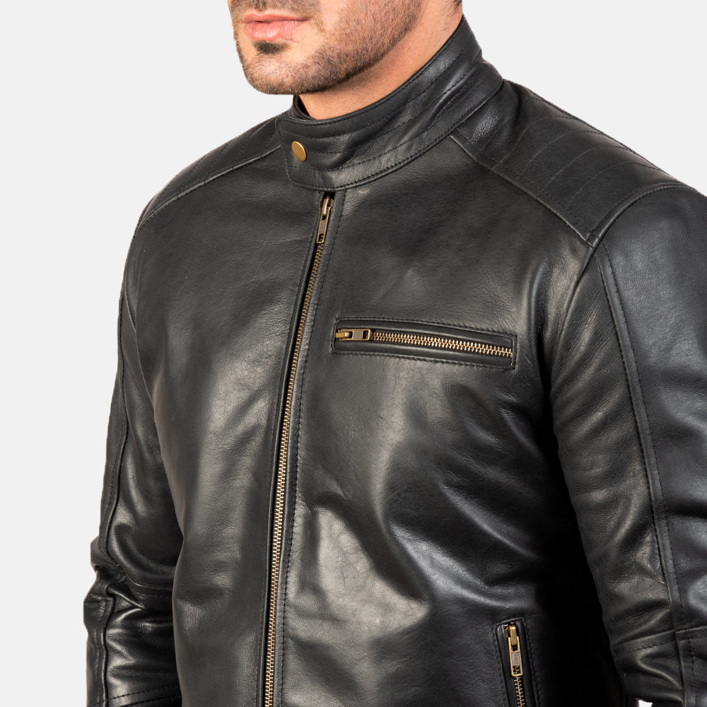 Dean Leather Biker Jacket - For Men