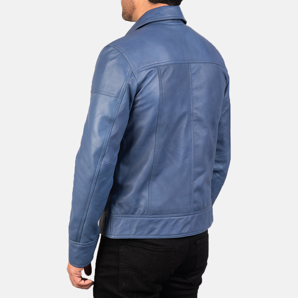 Lavendard Leather Biker Jacket - For Men