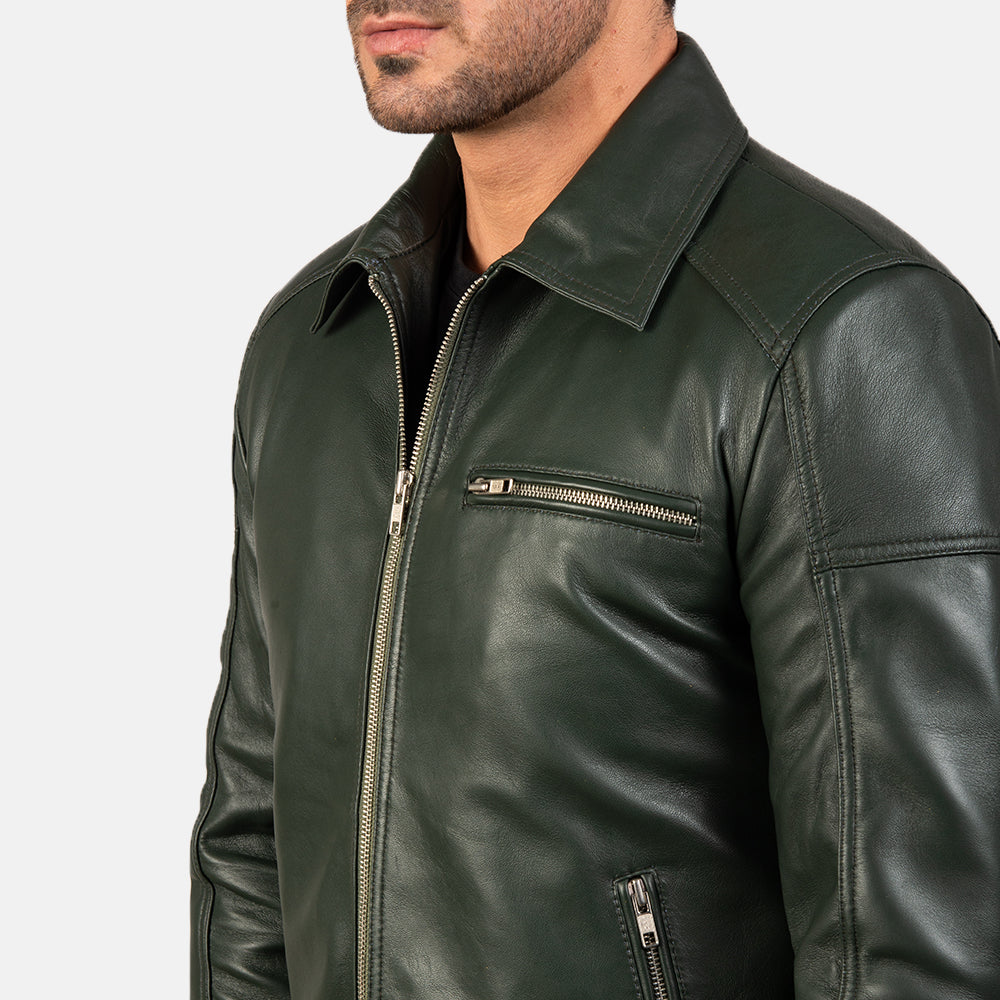 Lavendard Leather Biker Jacket - For Men