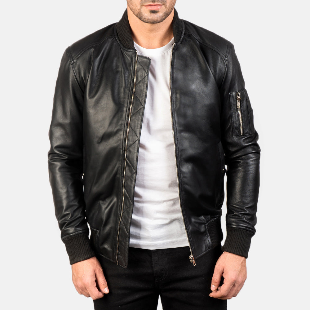 Ma-1 Leather Bomber Jacket - For Men