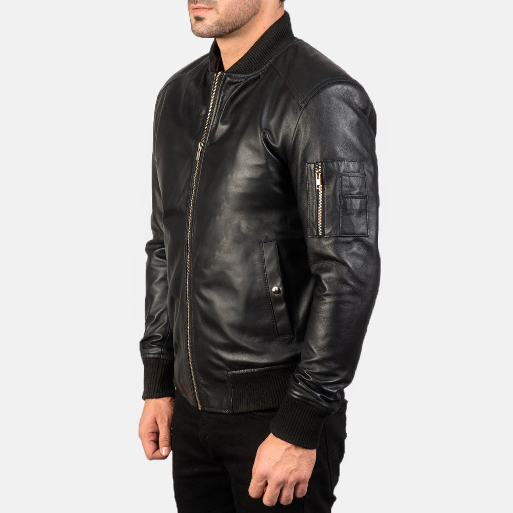 Ma-1 Leather Bomber Jacket - For Men