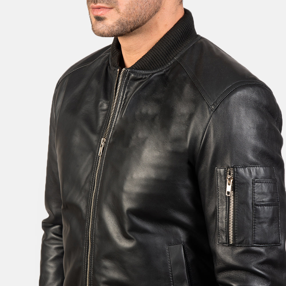 Ma-1 Leather Bomber Jacket - For Men
