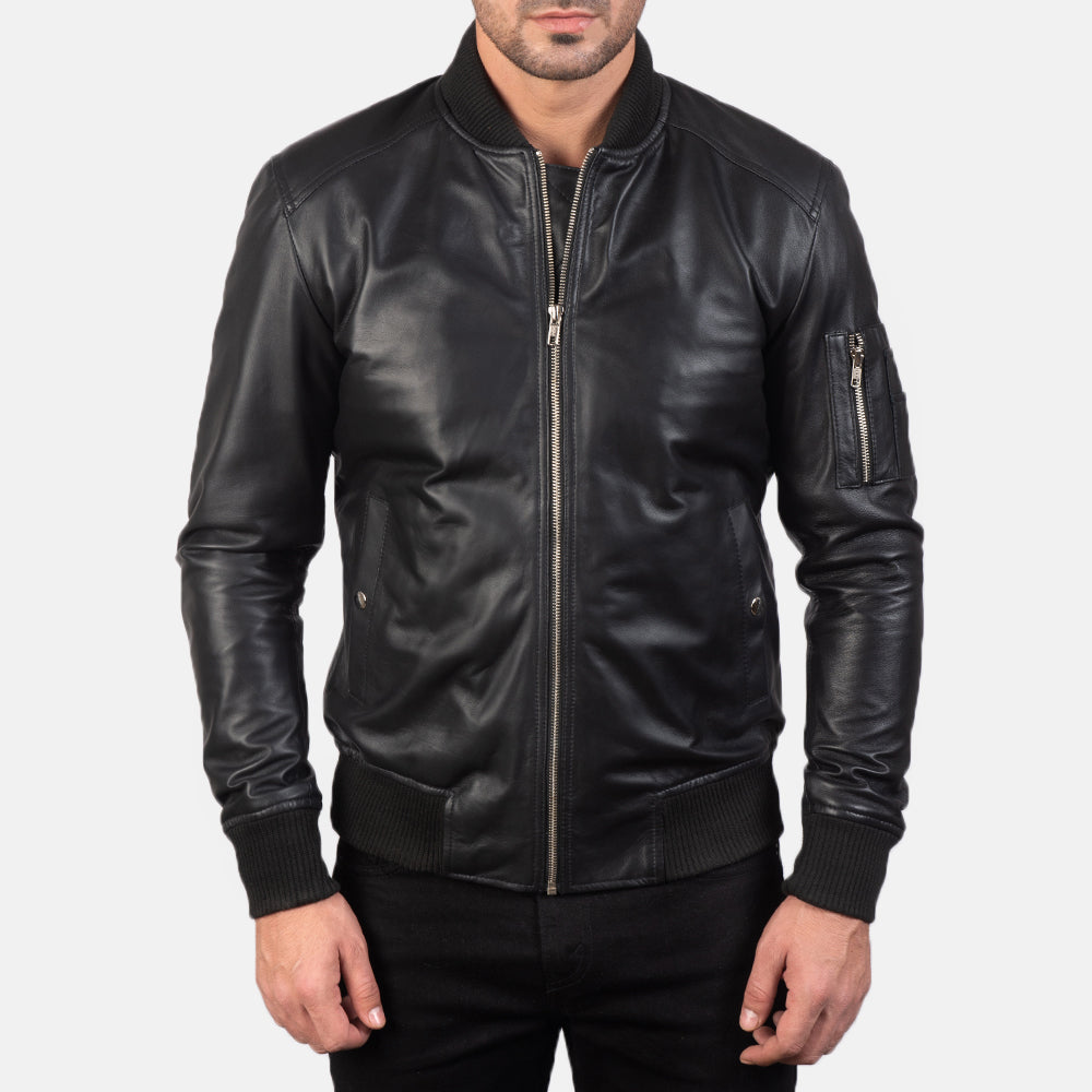 Ma-1 Leather Bomber Jacket - For Men