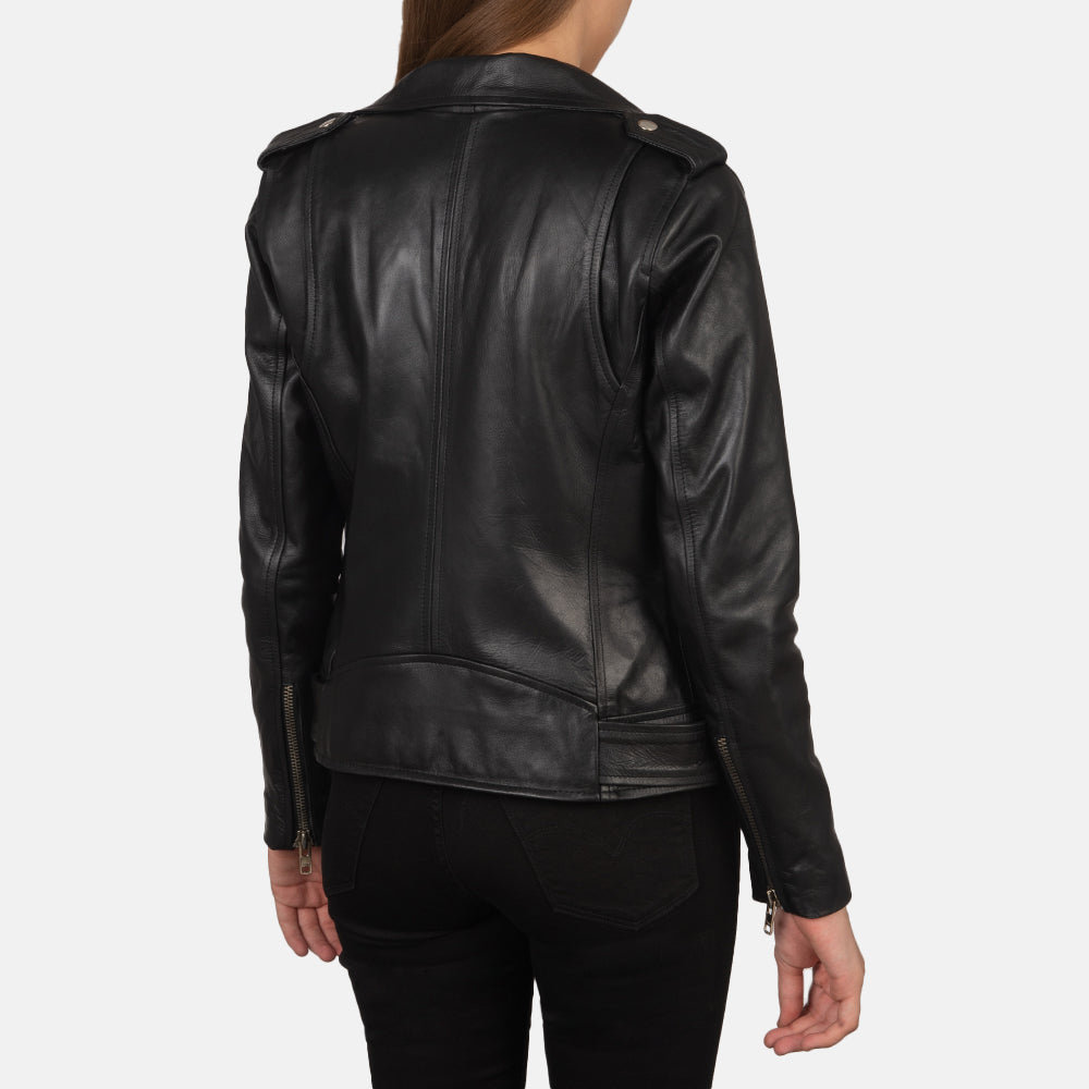 Back view of alison biker jacket