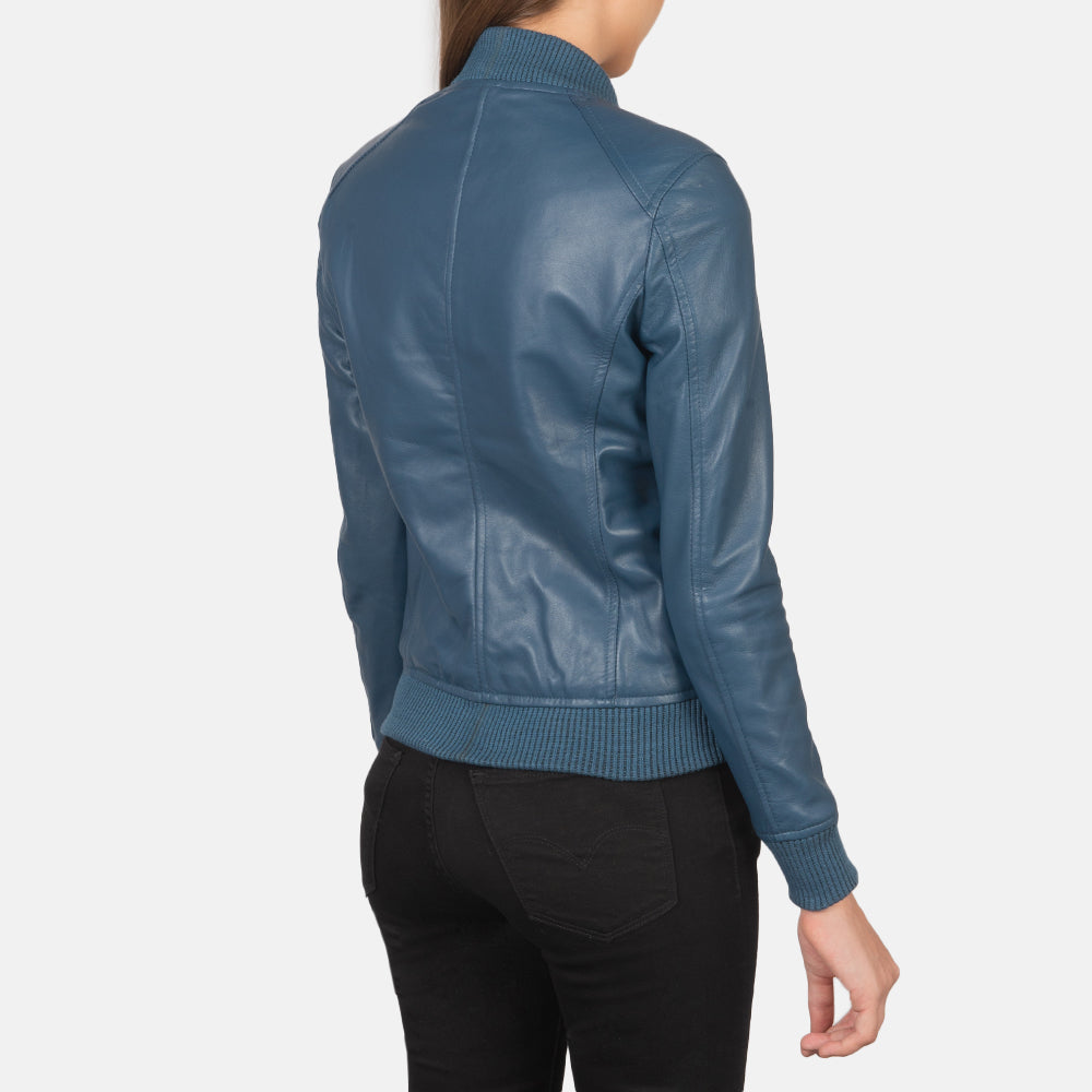 Back view of the Bliss Blue Bomber Jacket