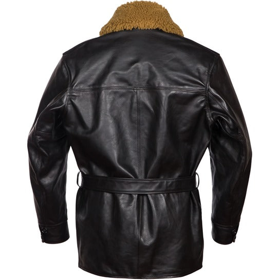 back view of the blizzard jacket leather jacket for men
