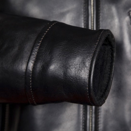 Close up of 1950's leather jacket cuffs