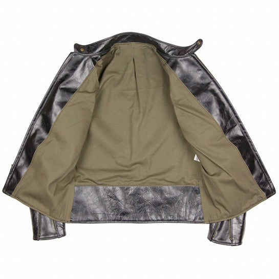 inside view of leather bike jacket for men