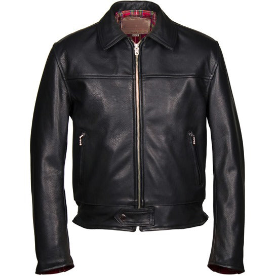 Front view of the Leather Jacket for Men, highlighting its classic biker style.