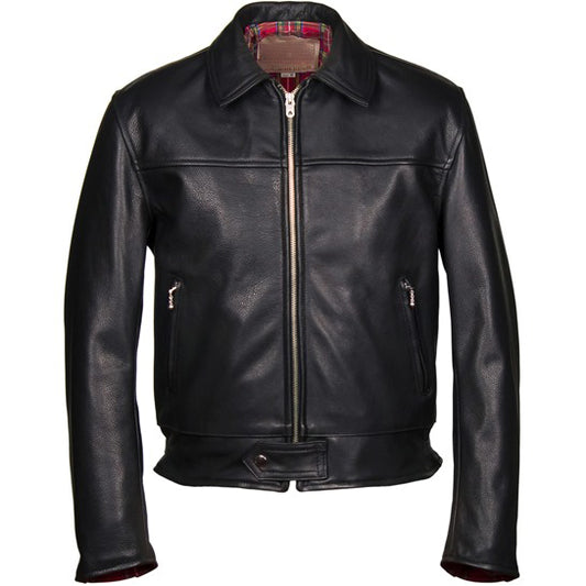 Front view of the Leather Jacket for Men, highlighting its classic biker style.
