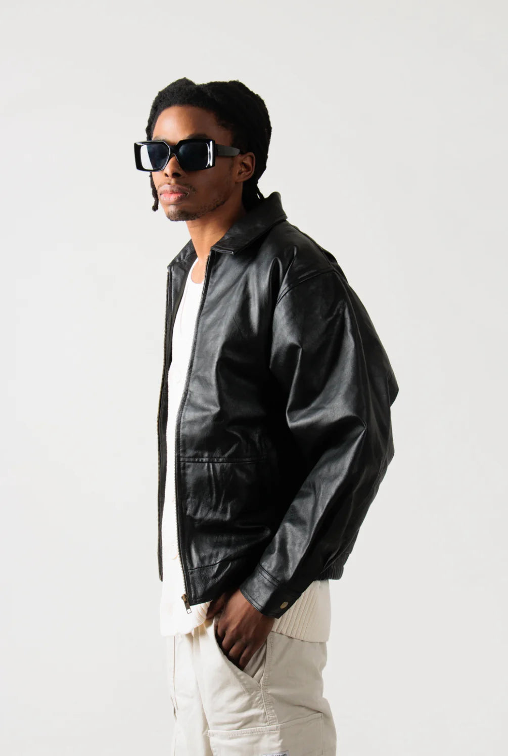Veste en cuir surdimensionnée Reiss des années 90 - Pour homme