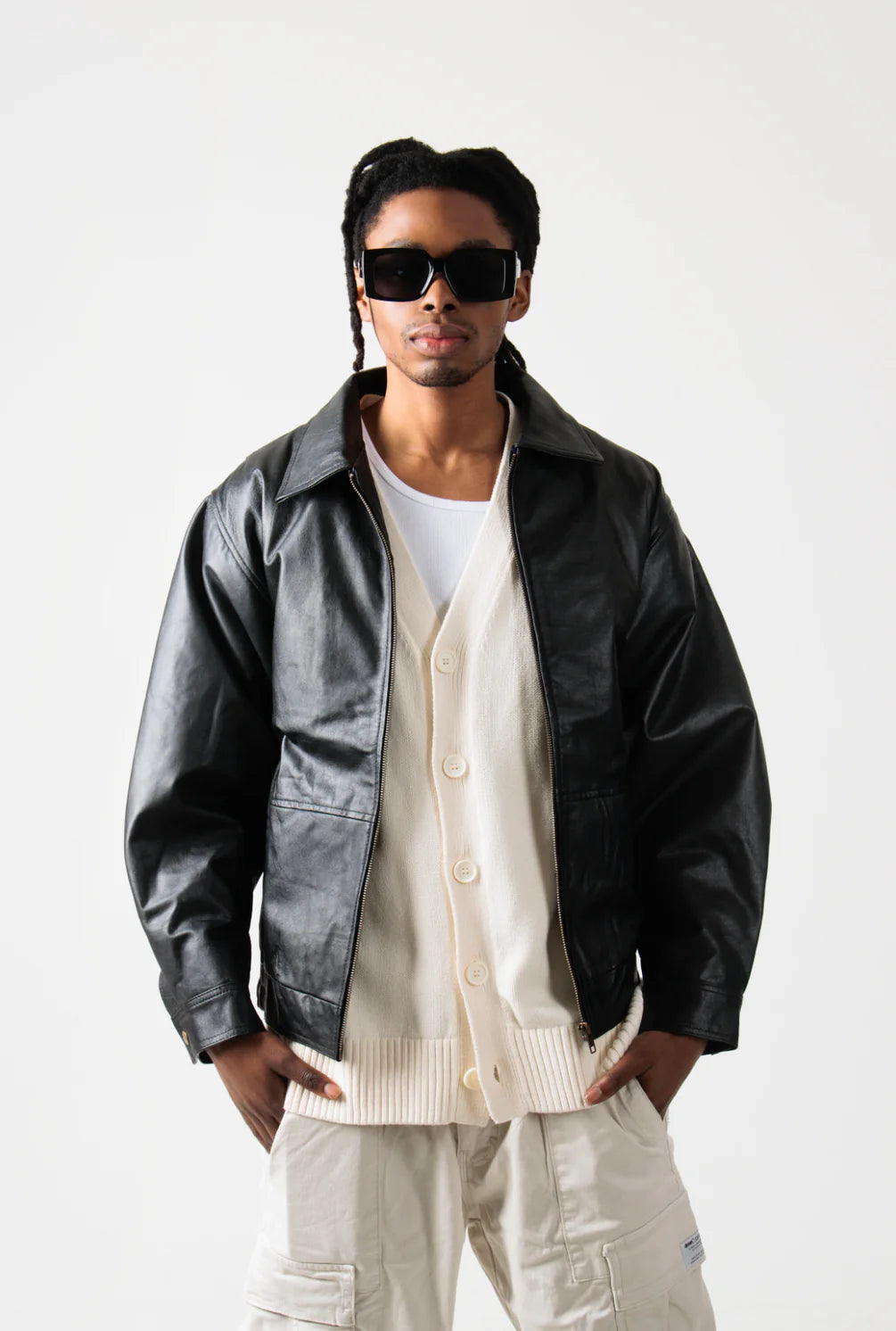 Veste en cuir surdimensionnée Reiss des années 90 - Pour homme